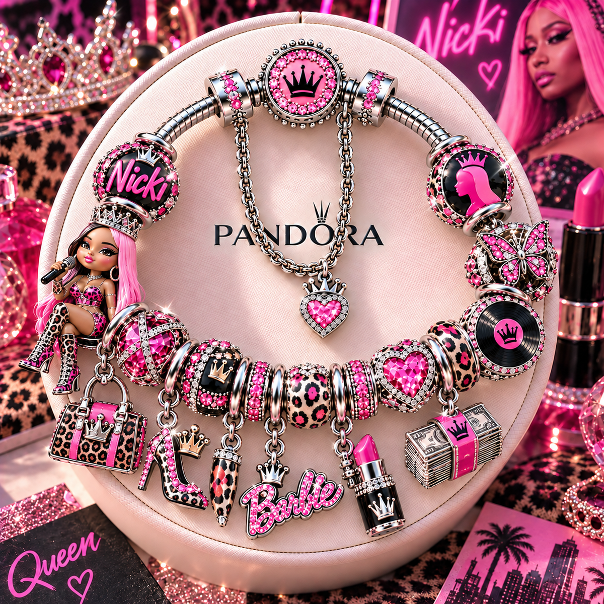 NKM Silver Charm Bracelet Set NTTB